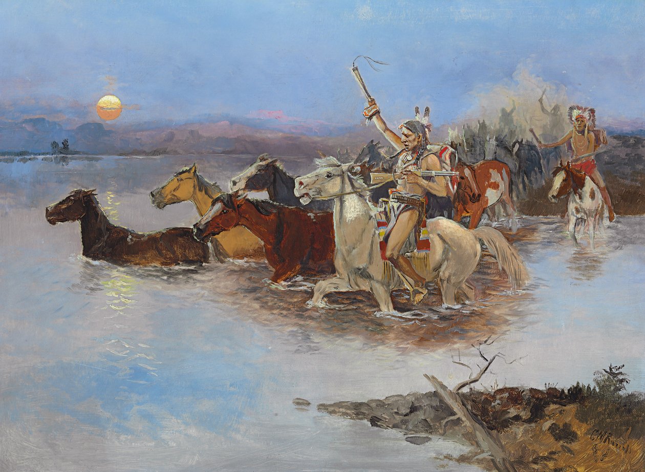 Atravessando o rio, c.1895 de Charles Marion Russell