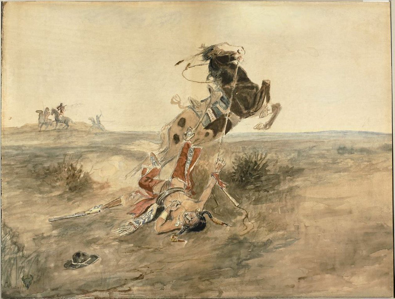 Guerreiro índio caído de Charles Marion Russell