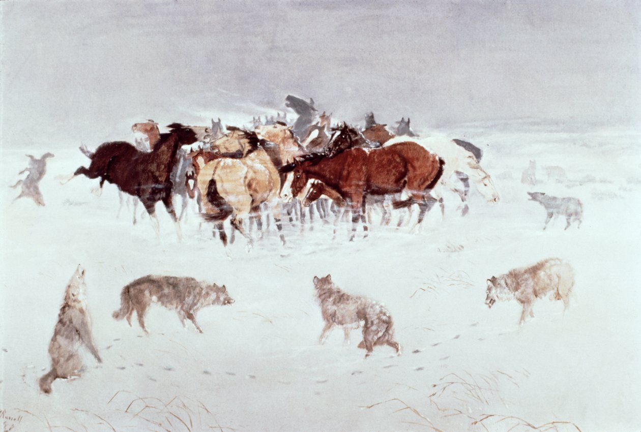 "Flying Hooves" (aguarela sobre papel) de Charles Marion Russell
