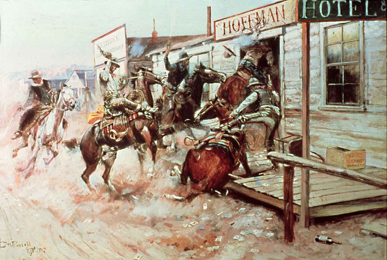 "In Without Knocking" (óleo sobre tela) de Charles Marion Russell