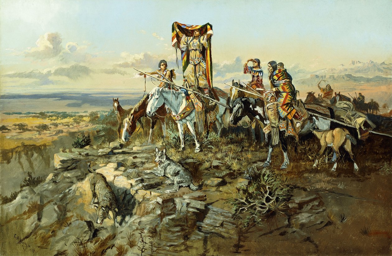 No despertar dos caçadores, 1896 de Charles Marion Russell