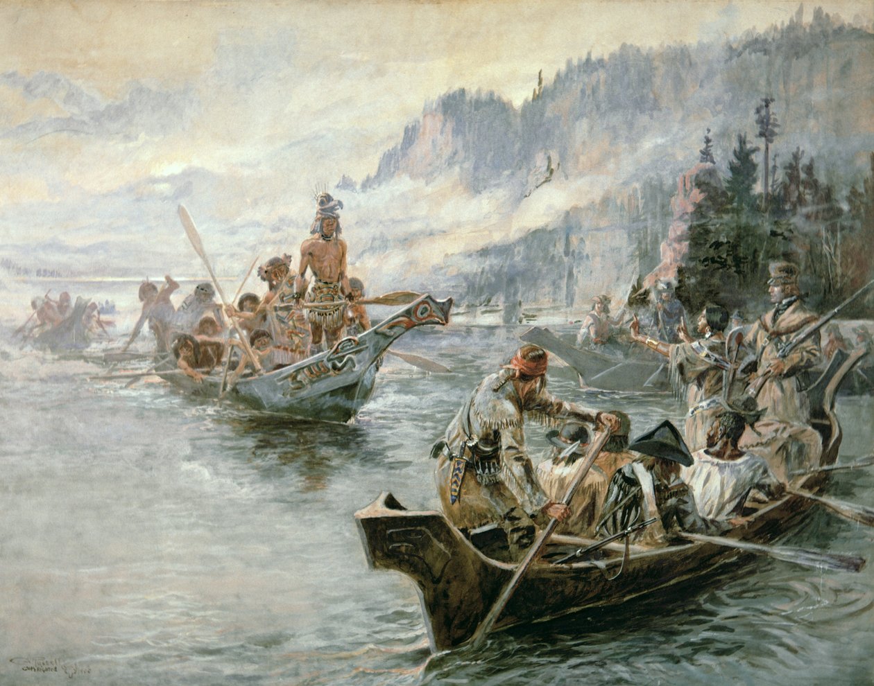 Lewis & Clark no Baixo Rio Columbia de Charles Marion Russell