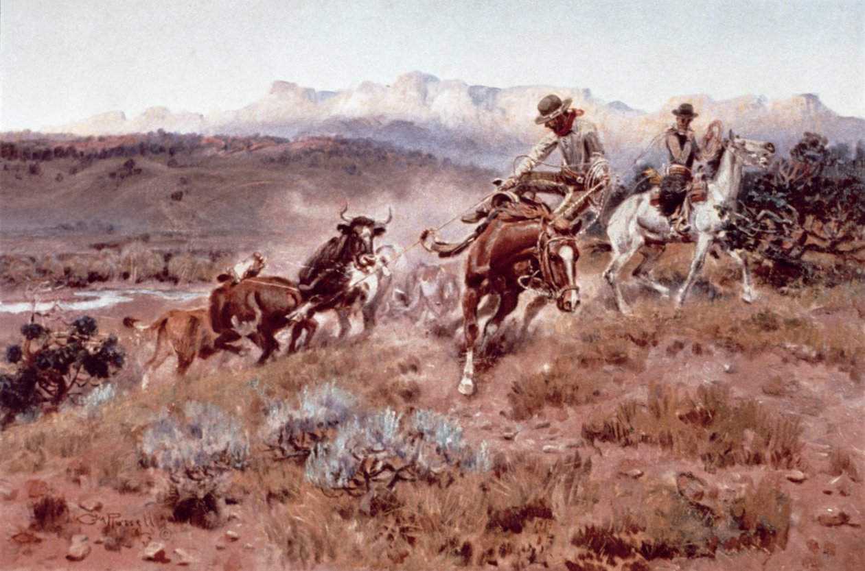 Arredondamento sobre a Carapaça de Mexilhão (óleo sobre tela) de Charles Marion Russell