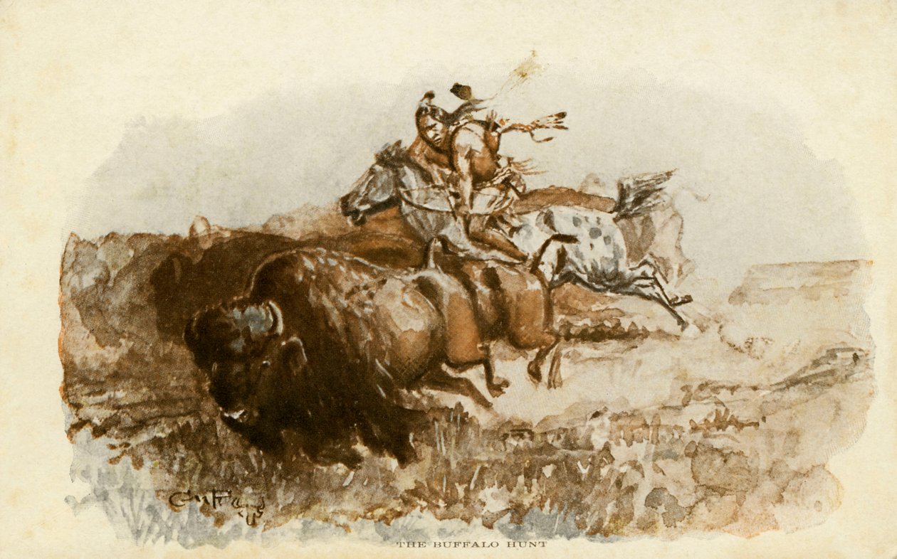 A caça ao búfalo por CM Russell de Charles Marion Russell