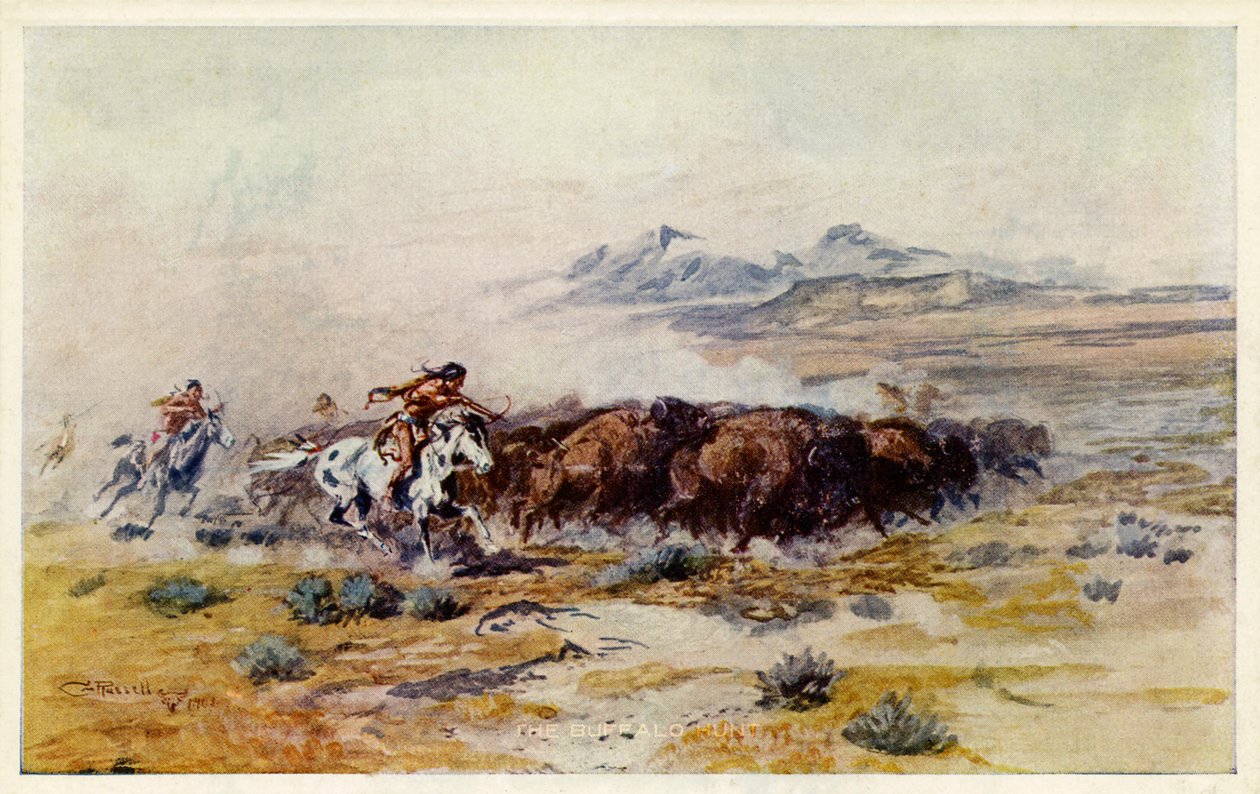 A caça ao búfalo por CM Russell de Charles Marion Russell