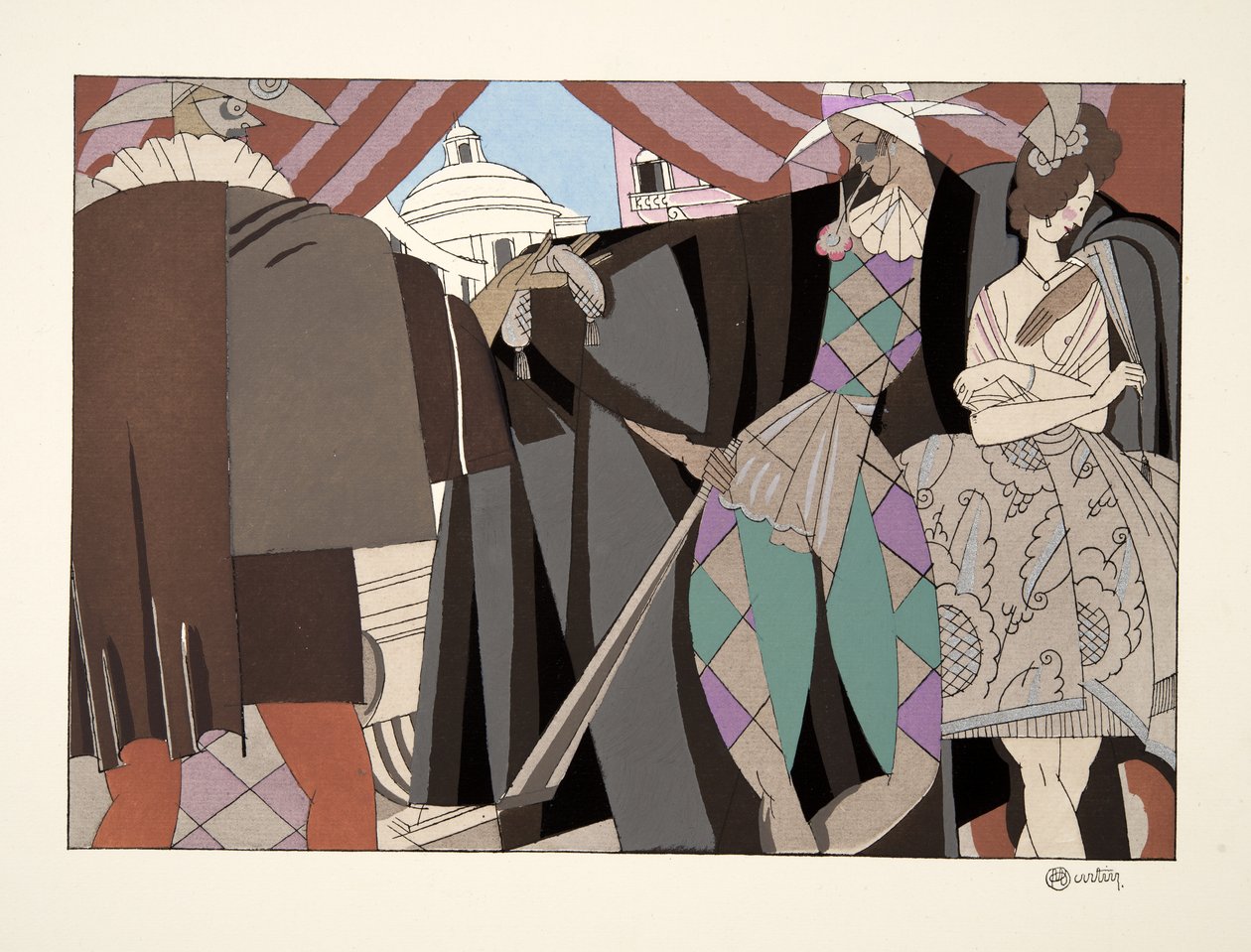Comédia italiana, da Sports & Entertainment, pub. 1914 (estêncil) de Charles Martin