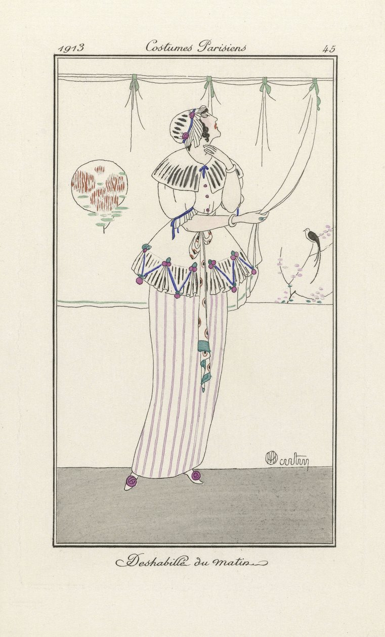 Despido pela manhã, de Parisian Costumes, pub.1913 (stencil print) de Charles Martin