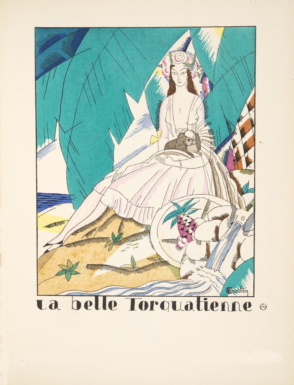 The Beautiful Torquatian, de uma coleção de placas de moda, 1920 (impressão estêncil) de Charles Martin
