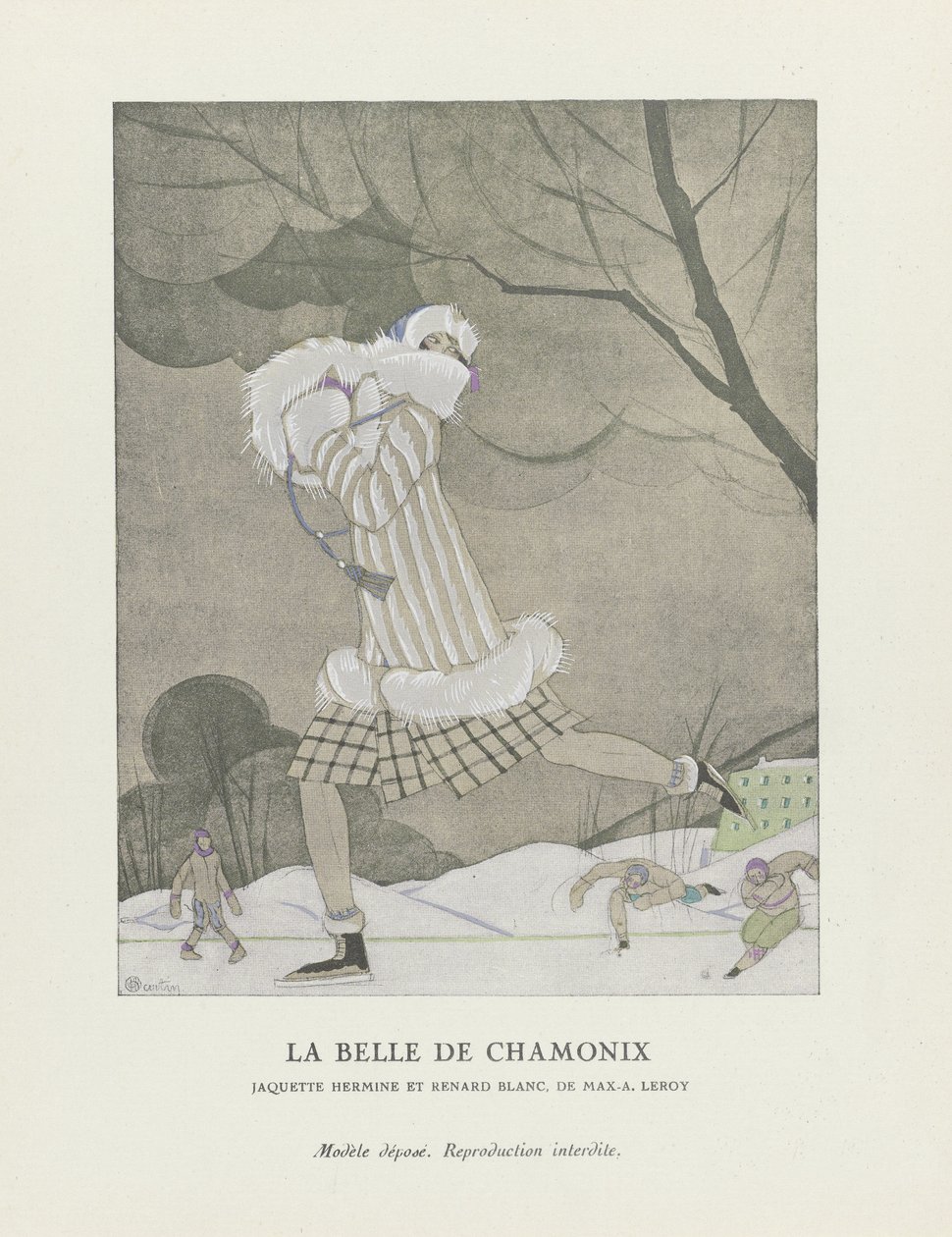 A Belle de Chamonix, pub. 1924 (estêncil) de Charles Martin