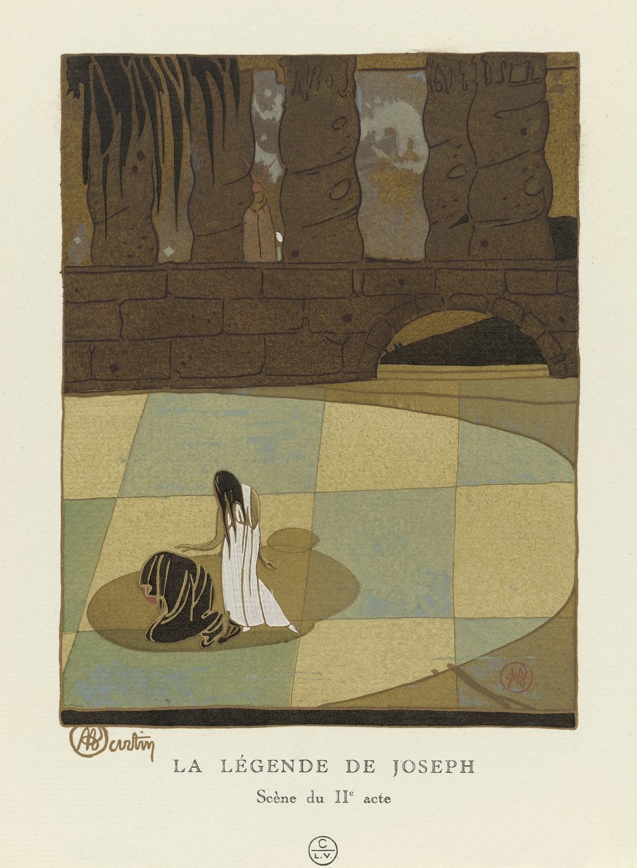 A Lenda de José, Cena do Segundo Ato, pub. 1914 (estêncil) de Charles Martin