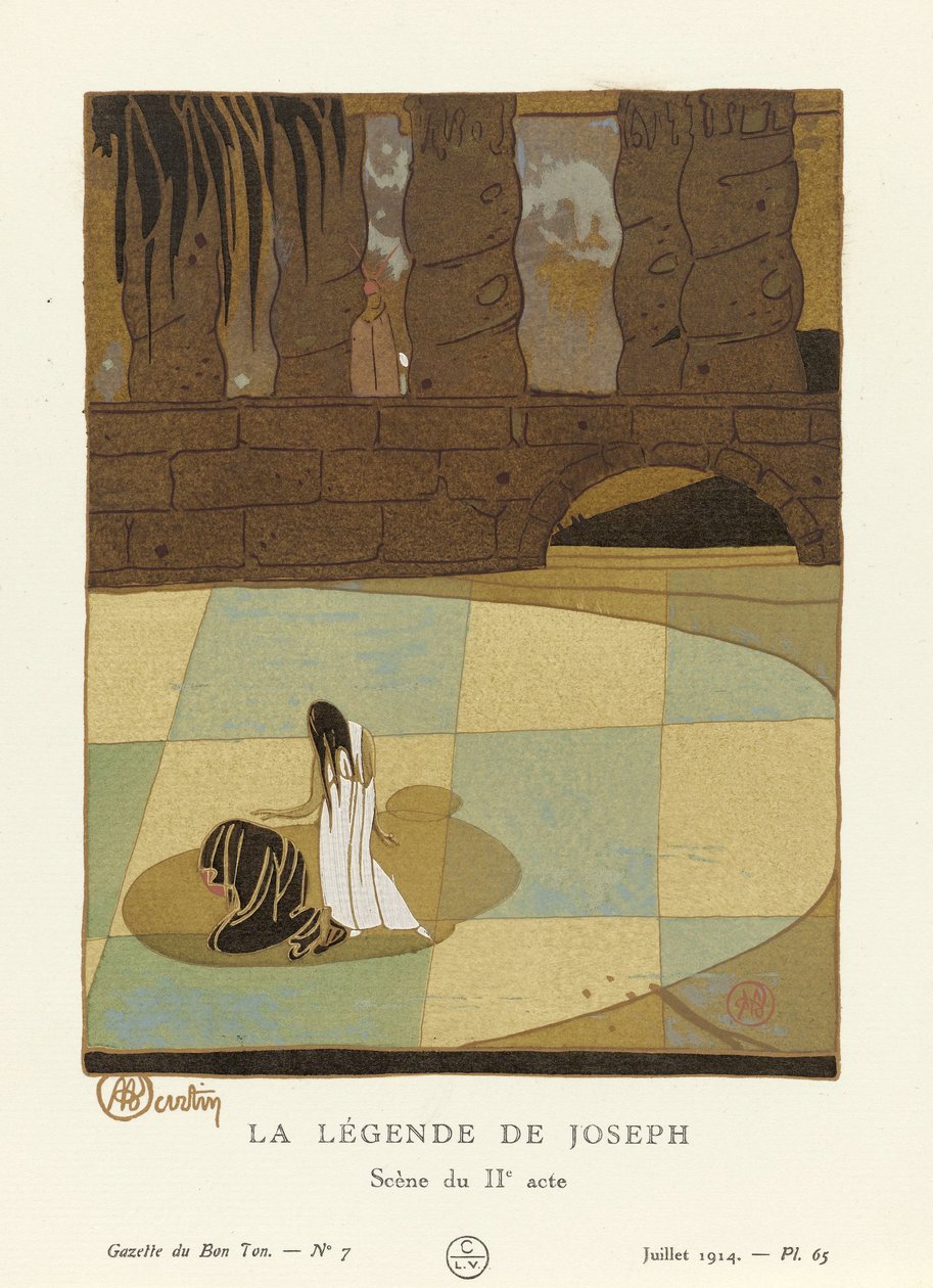 A lenda de Joseph. Cena do Ato II de La Gazette du Bon Ton, pub. 1914 de Charles Martin