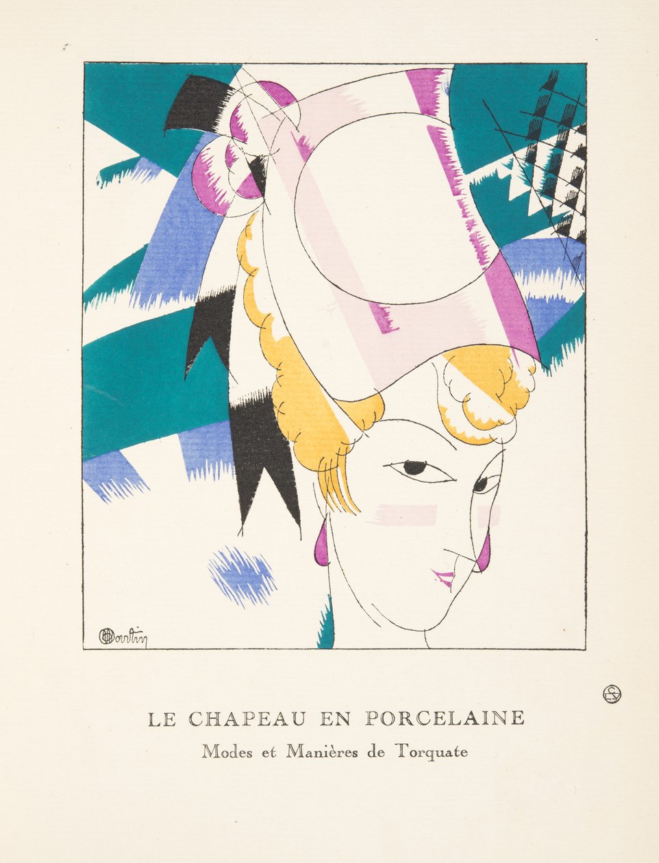 O chapéu de porcelana, de uma coleção de placas de moda, 1920 (impressão de estêncil) de Charles Martin
