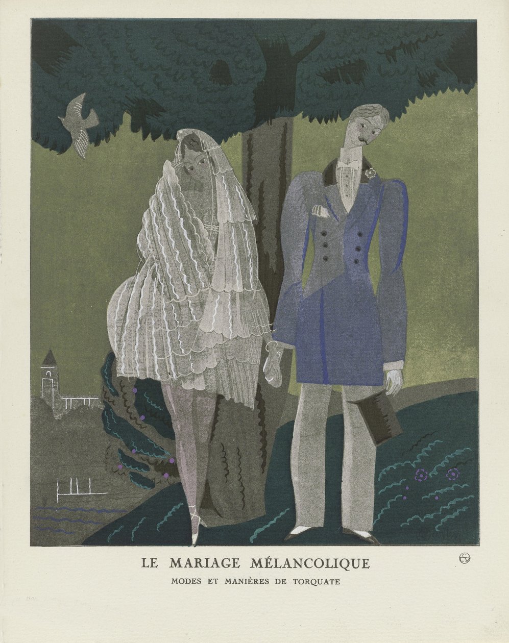 O Casamento Melancólico, pub. 1921 (estêncil) de Charles Martin