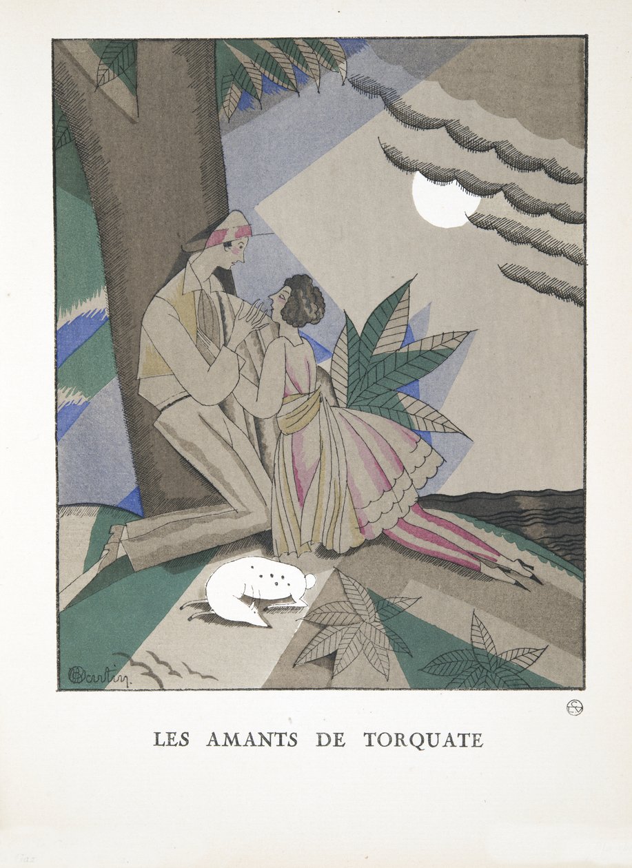 Os amantes de Torquate, de uma coleção de placas de moda, 1921 (impressão stencil) de Charles Martin