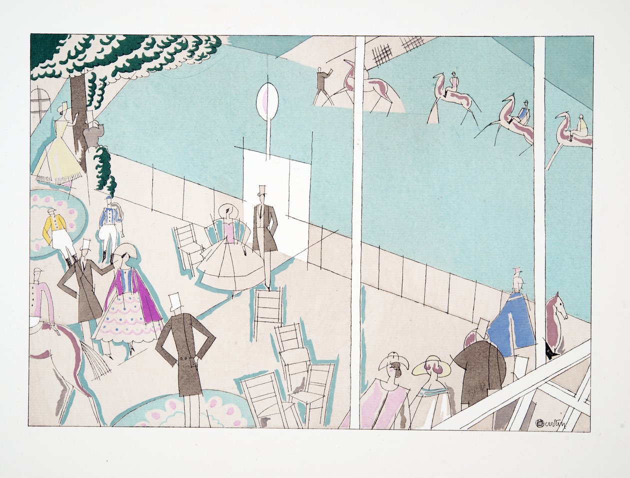 Corridas de Esporte e Lazer, pub. 1914 (estêncil) de Charles Martin