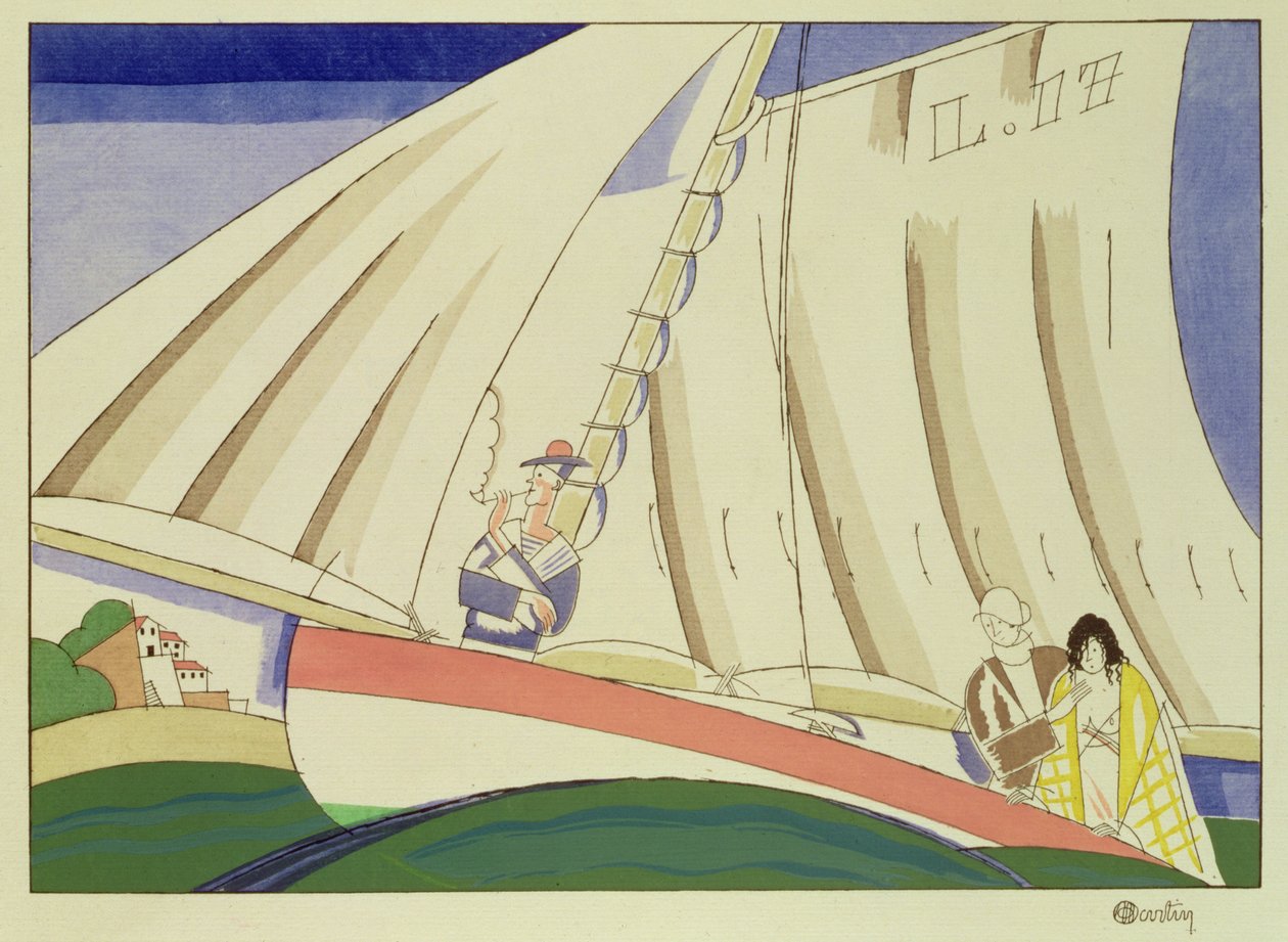 Yachting, c.1920 (stencil sobre papel) de Charles Martin