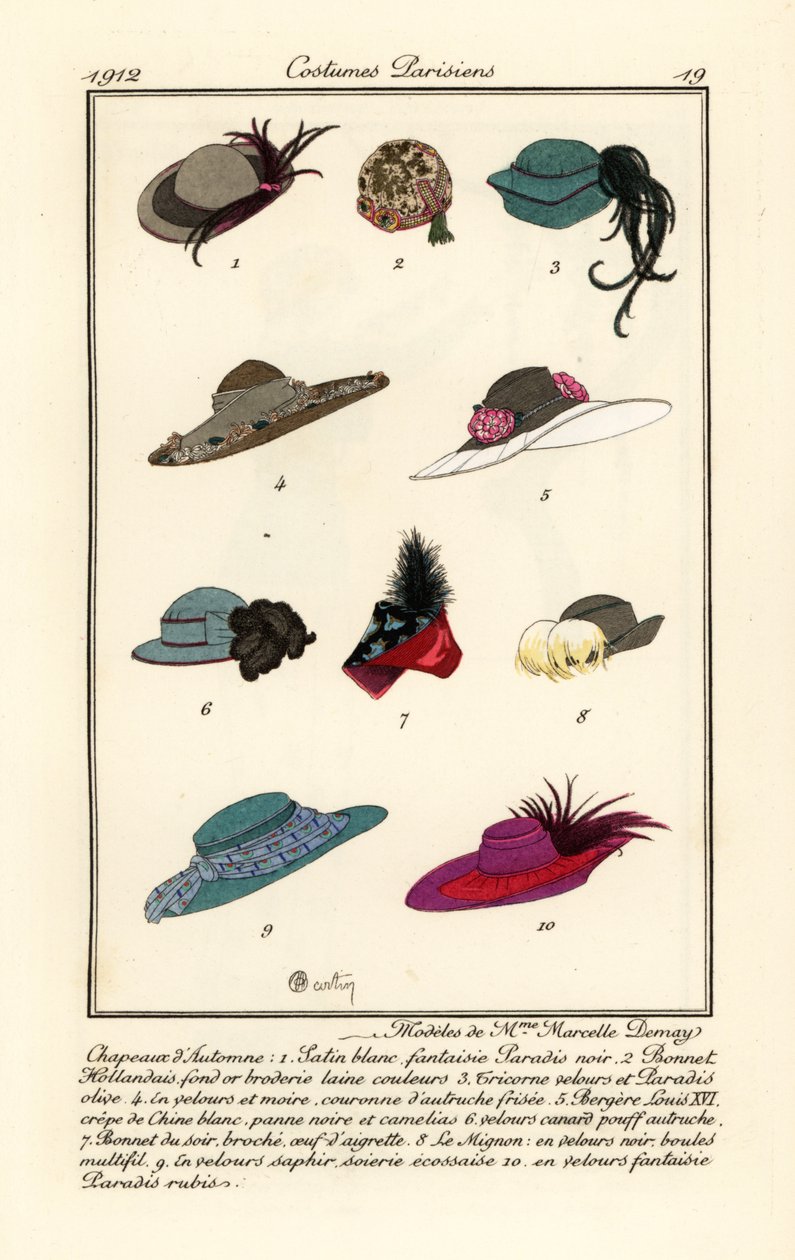desenhos de chapéus por milliner Marcelle. Demay de Charles Martin