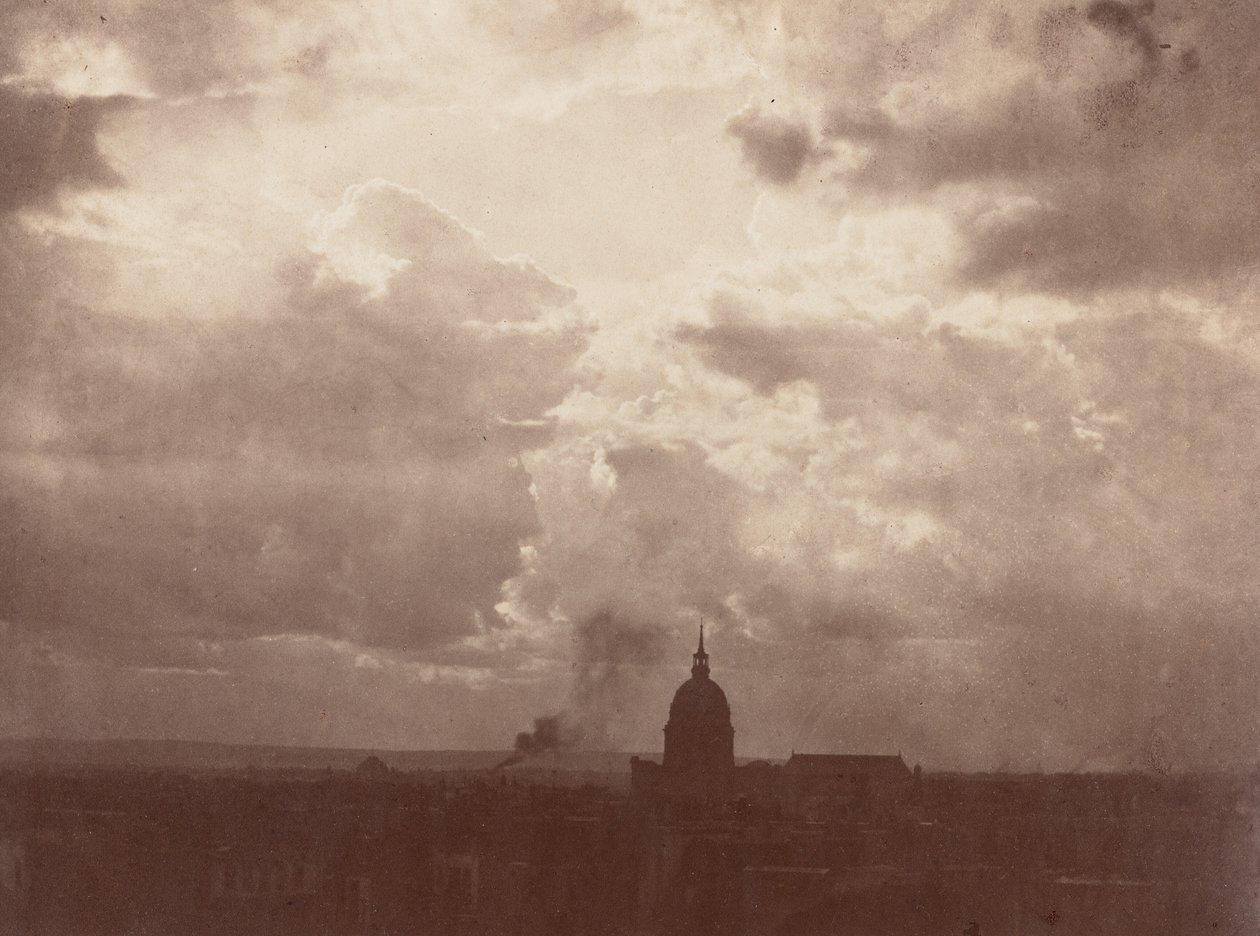 Estudo de nuvens sobre o Panteão, Paris, 1856 (foto) de Charles Marville