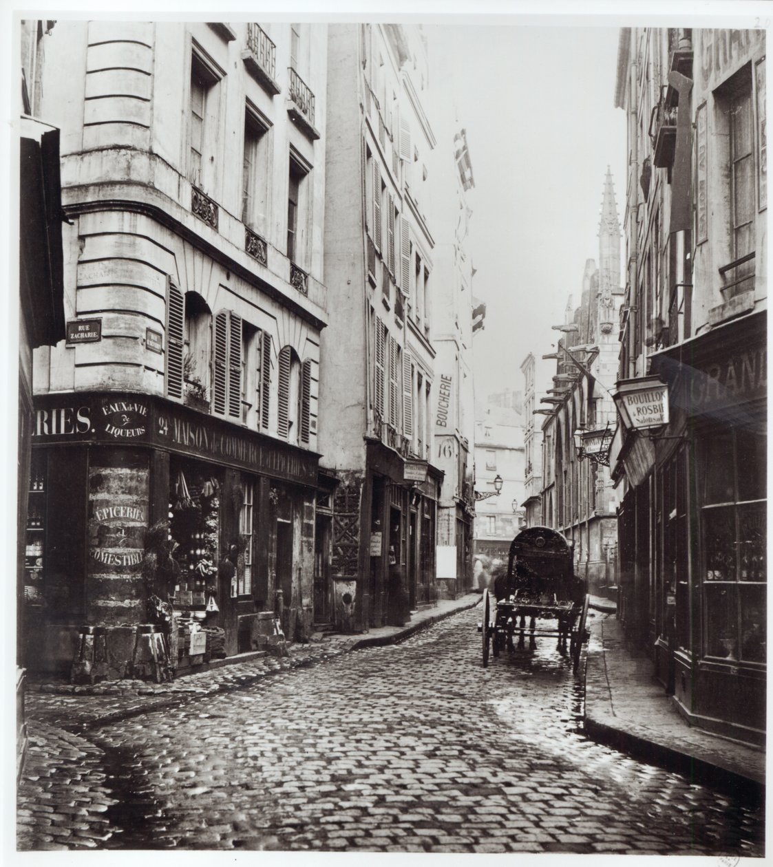 Rue Saint-Severin, da Rue de la Harpe, Paris, 1858-78 de Charles Marville