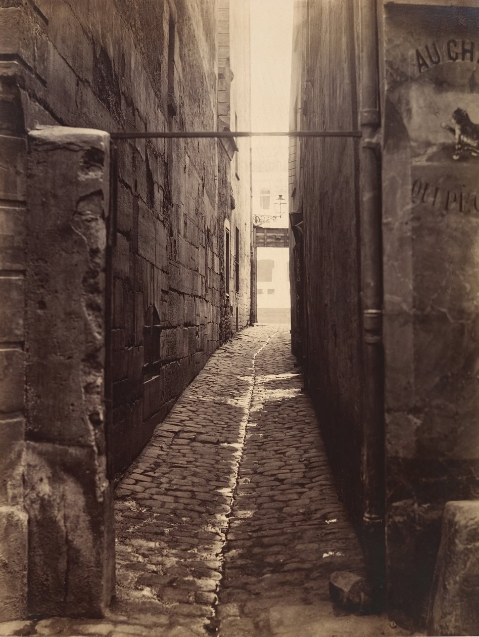 Rue du Chat-qui-Pêche da Rue de la Huchette, ca. 1868. de Charles Marville