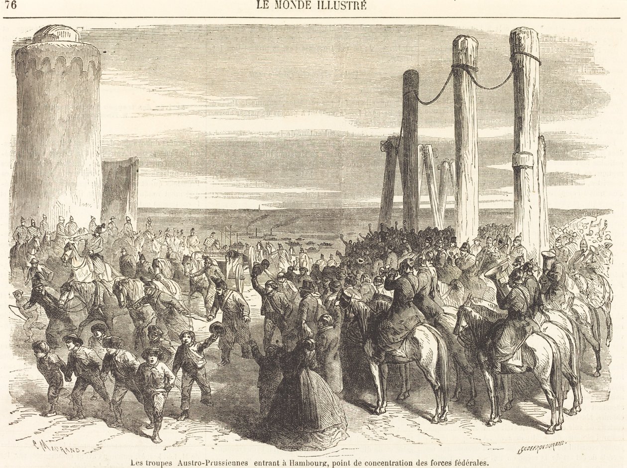 Les troupes Austro-Prussiennes entrante em Hambourg ... [metade superior] de Charles Maurand after Godefroy Durand