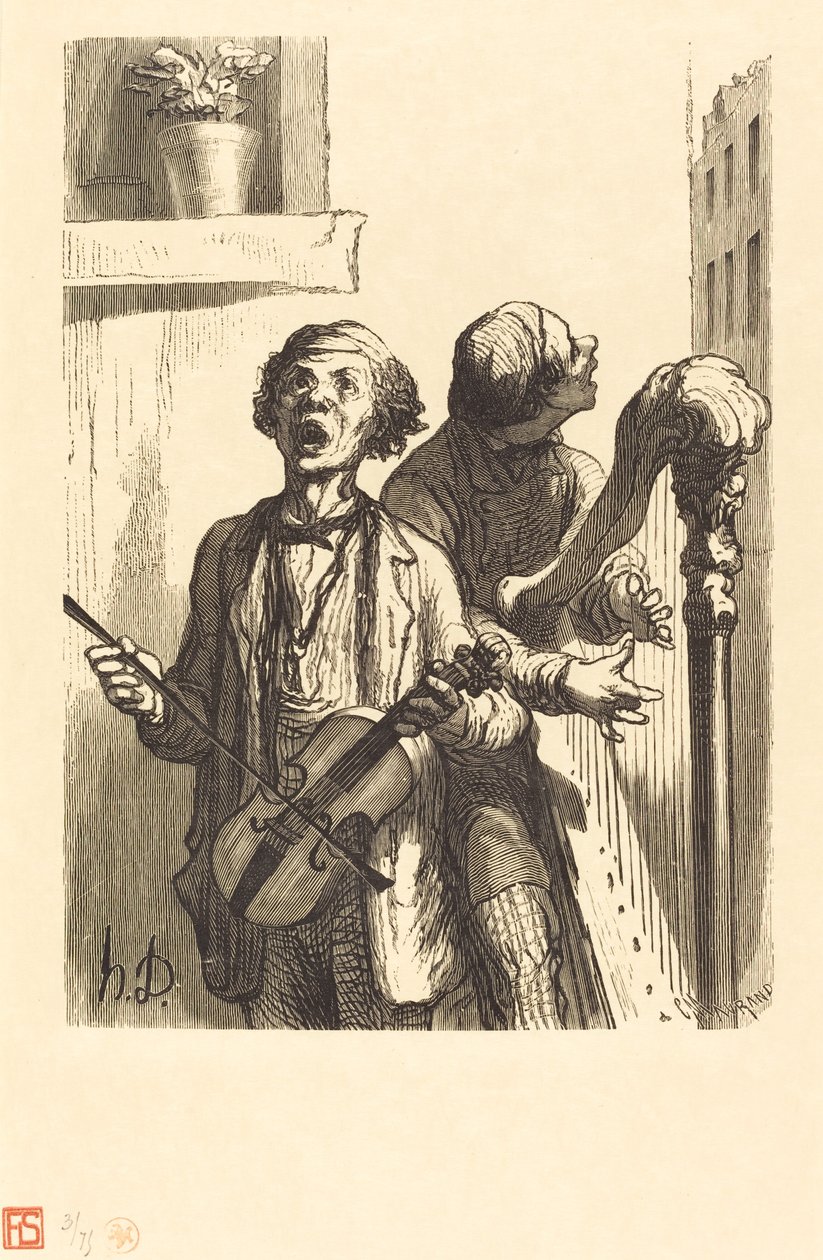 Os cantores de rua de Charles Maurand after Honoré Daumier