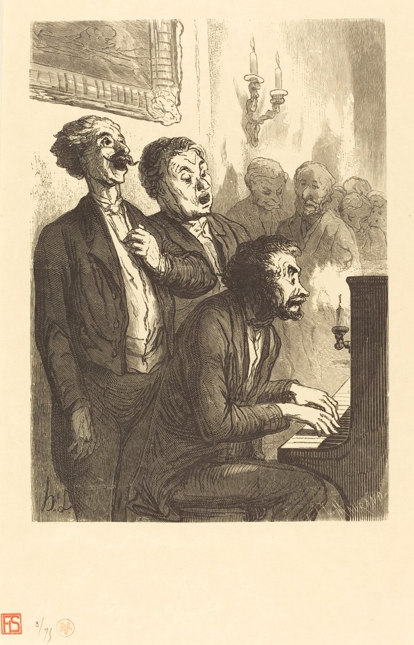 Os cantores de salão de Charles Maurand after Honoré Daumier
