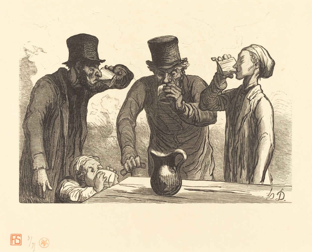 Fisiologia do bebedor: as quatro idades de Charles Maurand after Honoré Daumier