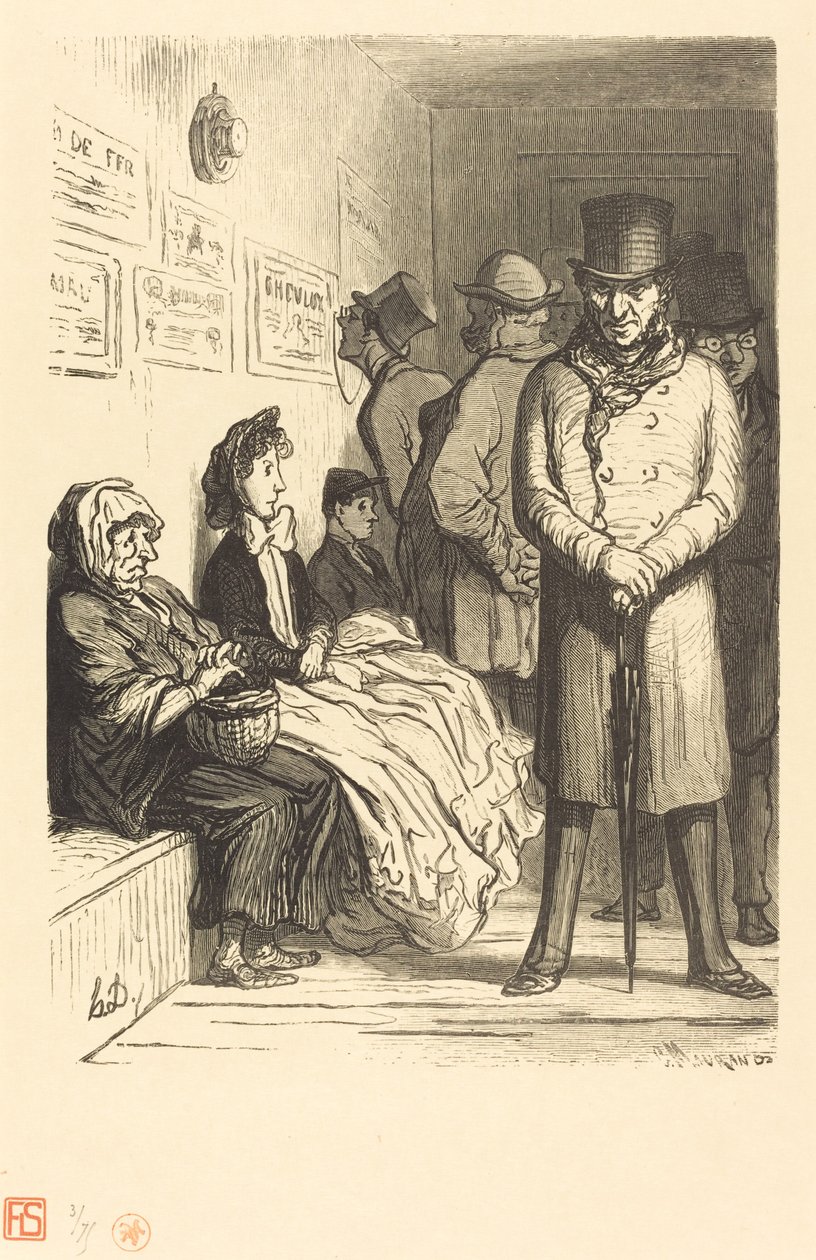 Um escritório de espera de ônibus de Charles Maurand after Honoré Daumier