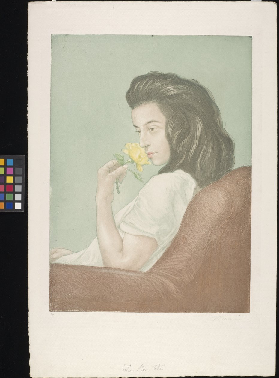 La Rose Thé (A Rosa do Chá) (gravura e aquatint sobre papel cremoso) de Charles Maurin