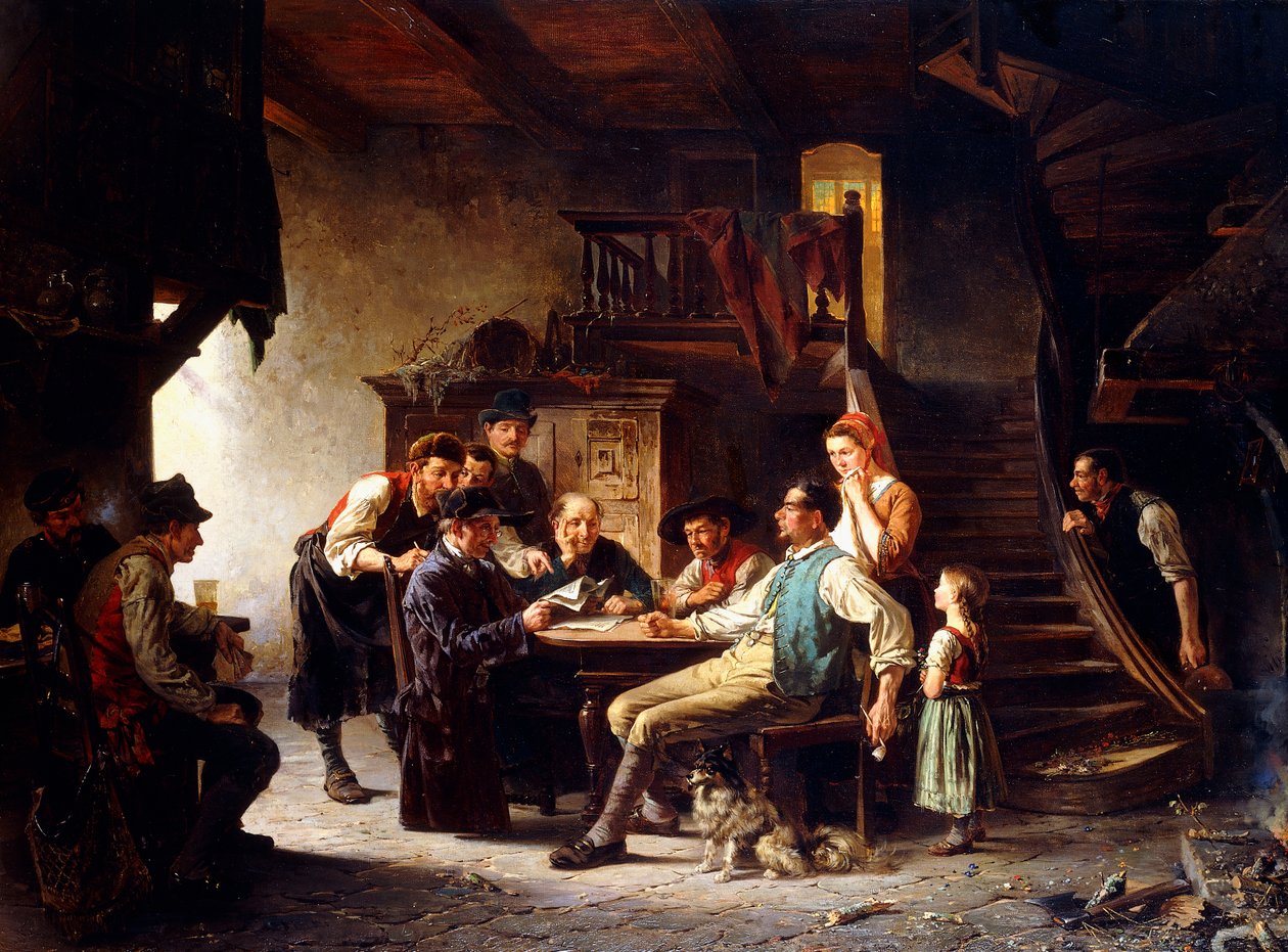 Lendo as notícias, 1887 de Charles Meer Webb