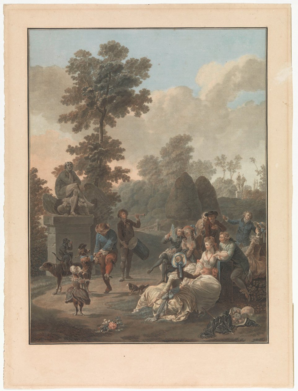 Quatro Cenas da Vida na Aldeia o tambor Le Tambourin Quatro cenas de gênero da vida da aldeia (título da série) de Charles Melchior Descourtis