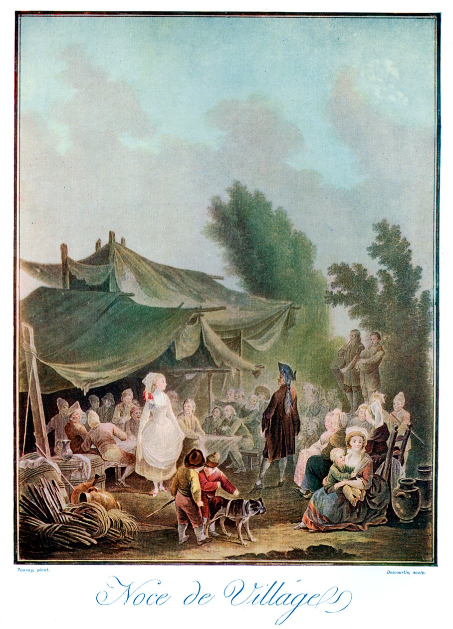 Noce de Village, século 1810. de Charles Melchior Descourtis