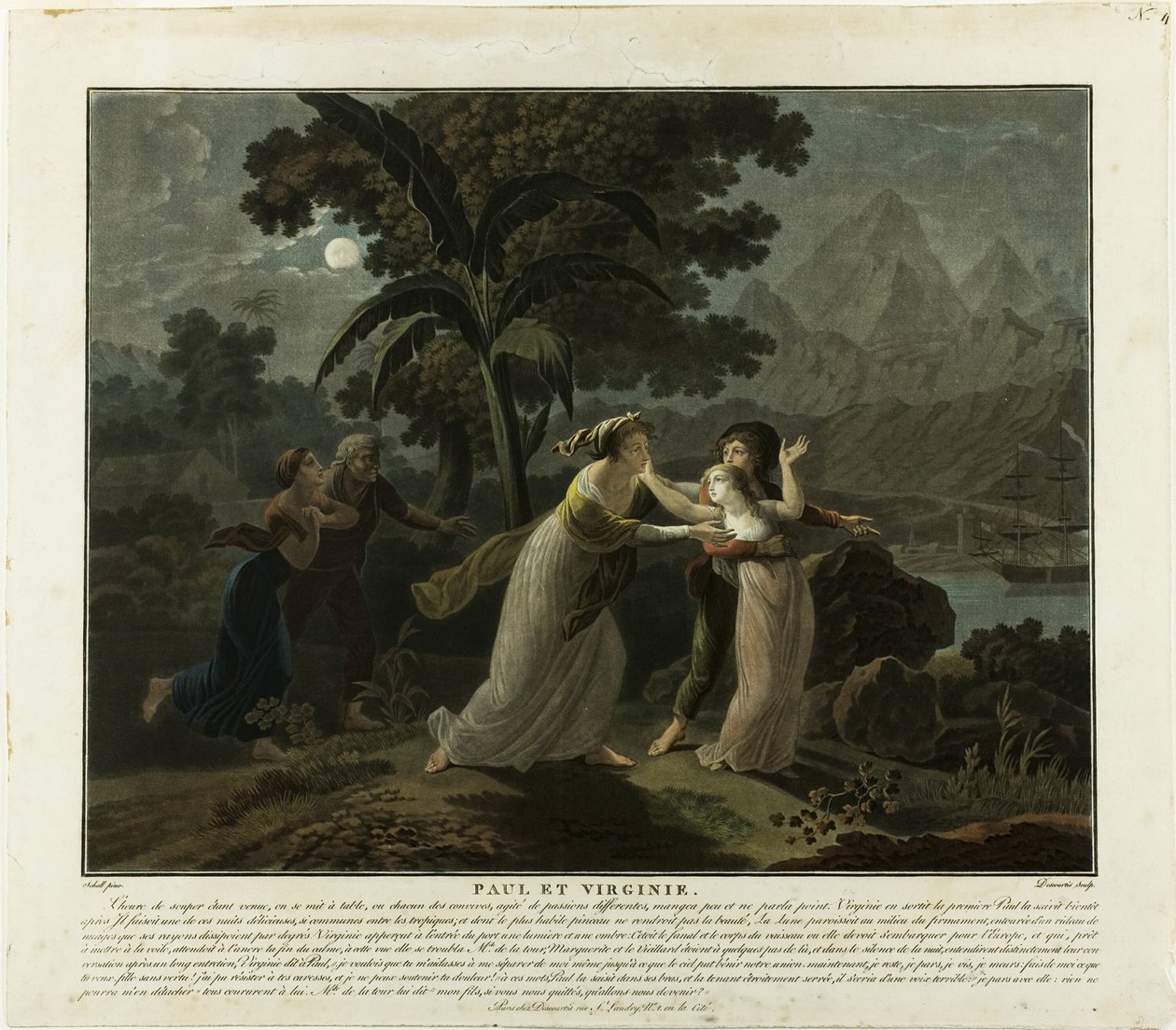 A partida, prato 4 de Paul et Virginie de Charles Melchior Descourtis