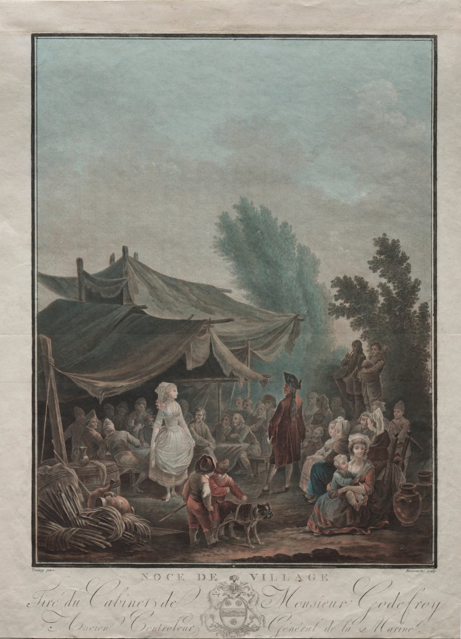 Casamento na Vila, 1785. de Charles Melchior Descourtis