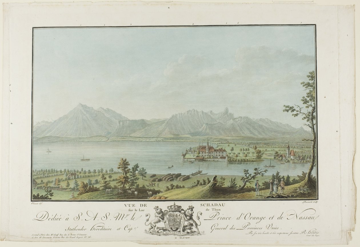 Vista de Schadau sobre o Lago Thun de Charles Melchior Descourtis