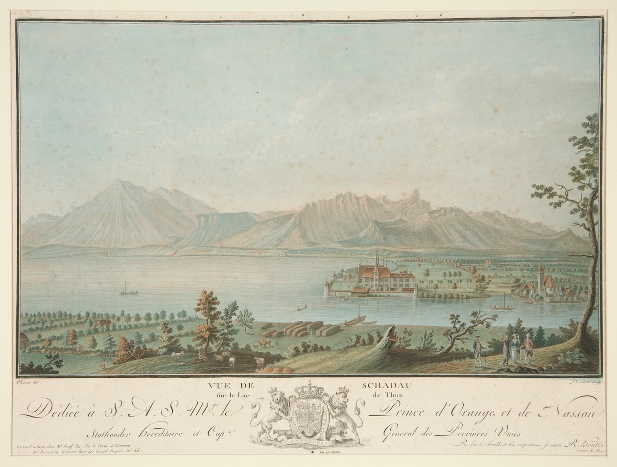 Vista do Schadau ao Lago Thun (depois de Clemente) de Charles Melchior Descourtis