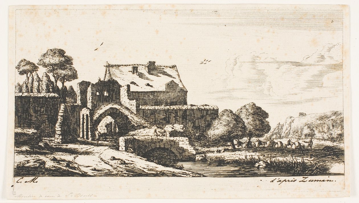 Um moinho de água perto de Saint-Denis de Charles Meryon