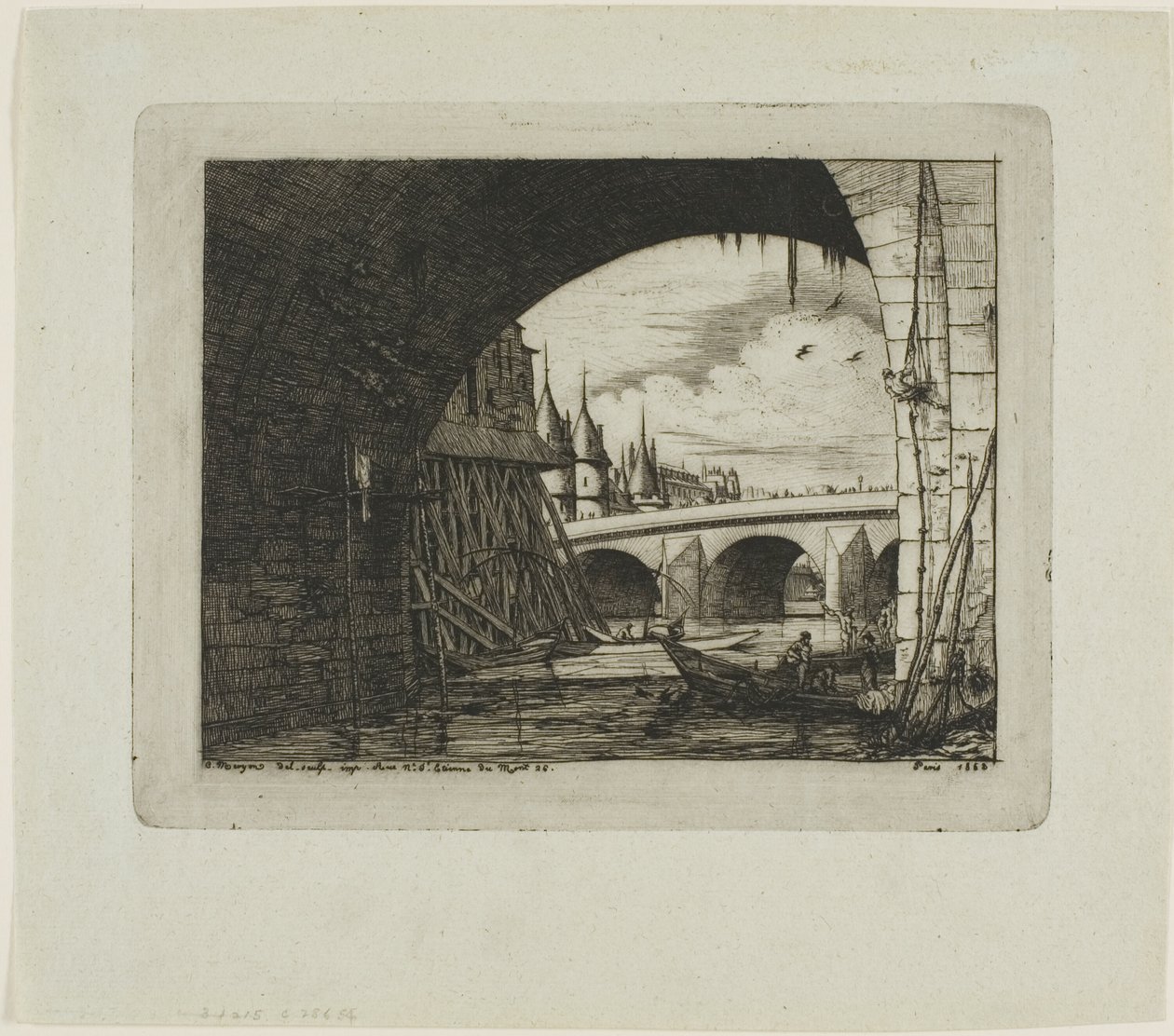 Um arco de Pont Notre-Dame, Paris de Charles Meryon