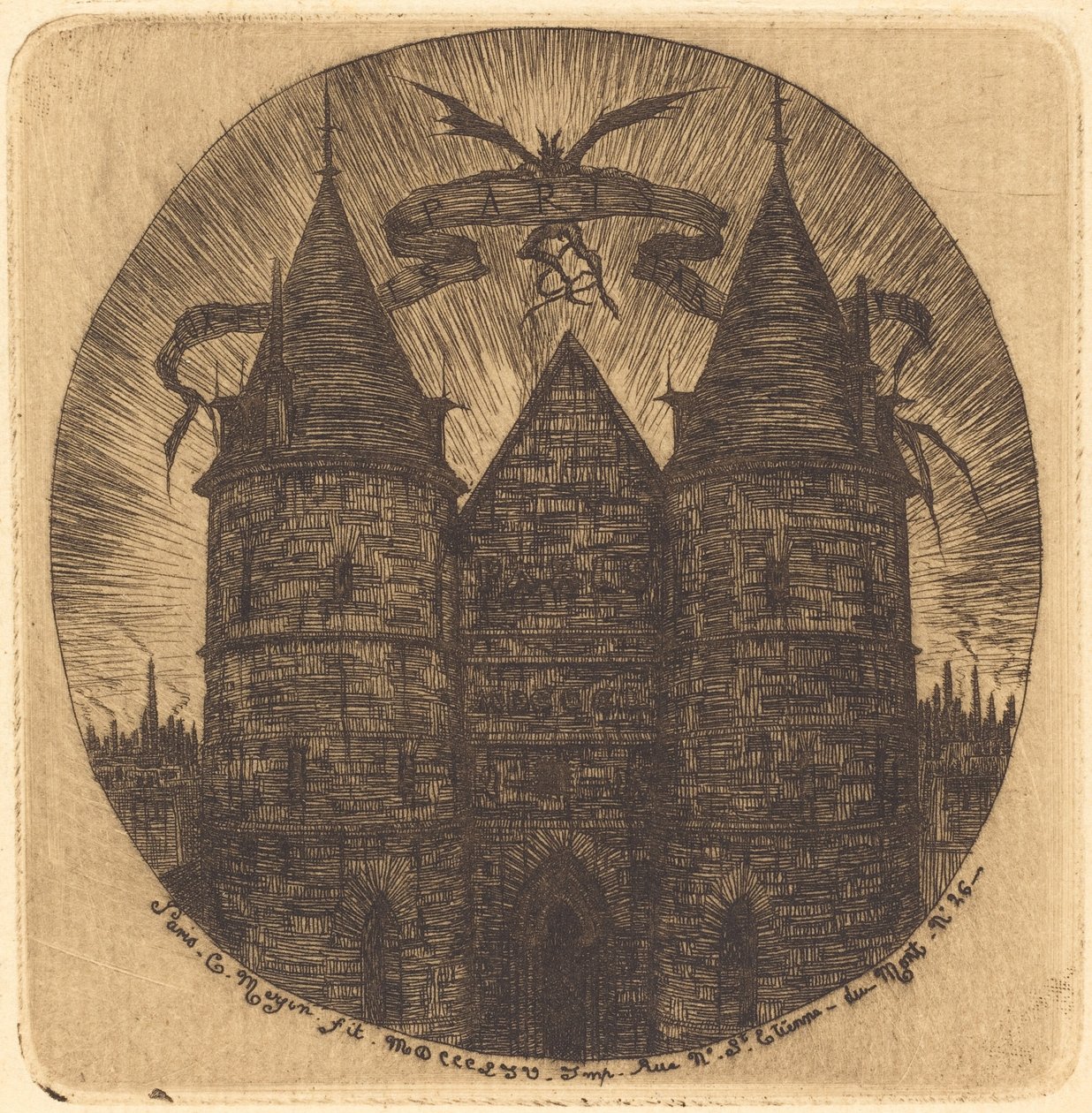 Antigo portão do Palácio da Justiça, Paris de Charles Meryon