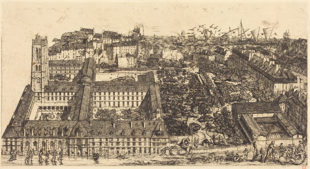 Collège Henri IV, Paris, ou Lycée Napoléon (Colégio Henrique IV ou Escola Napoleão, Paris) de Charles Meryon