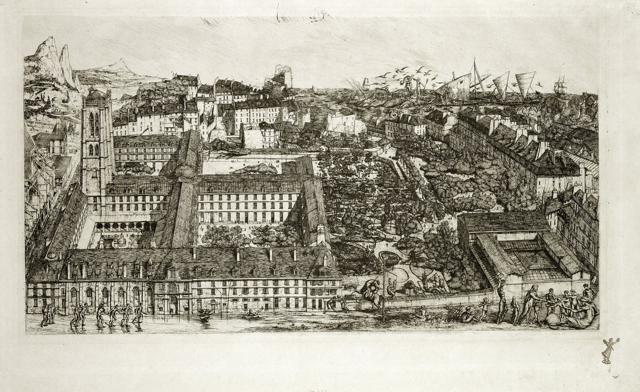 Colégio Henri IV e o Liceu Napoleão, 1864 de Charles Meryon