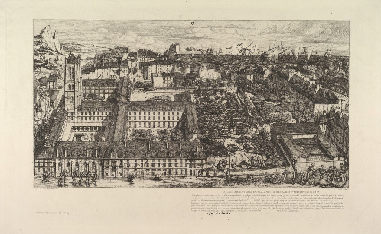 Colégio Henri IV ou Lycée Napoléon, 1863-64. de Charles Meryon
