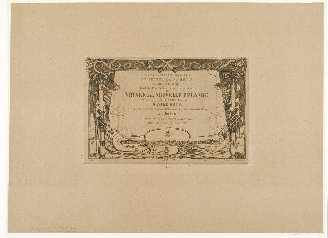 Capa para uma viagem à Nova Zelândia (1842-46) de Charles Meryon