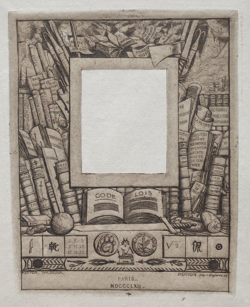 Design para uma moldura para o retrato de Armand Guéraud de Charles Meryon
