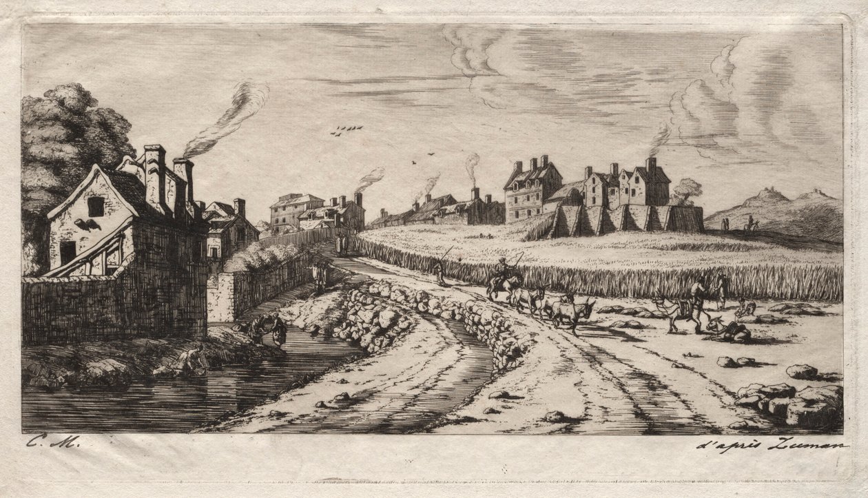 Entrada para o Faubourg, Saint-Marceau, Paris, 1850. de Charles Meryon