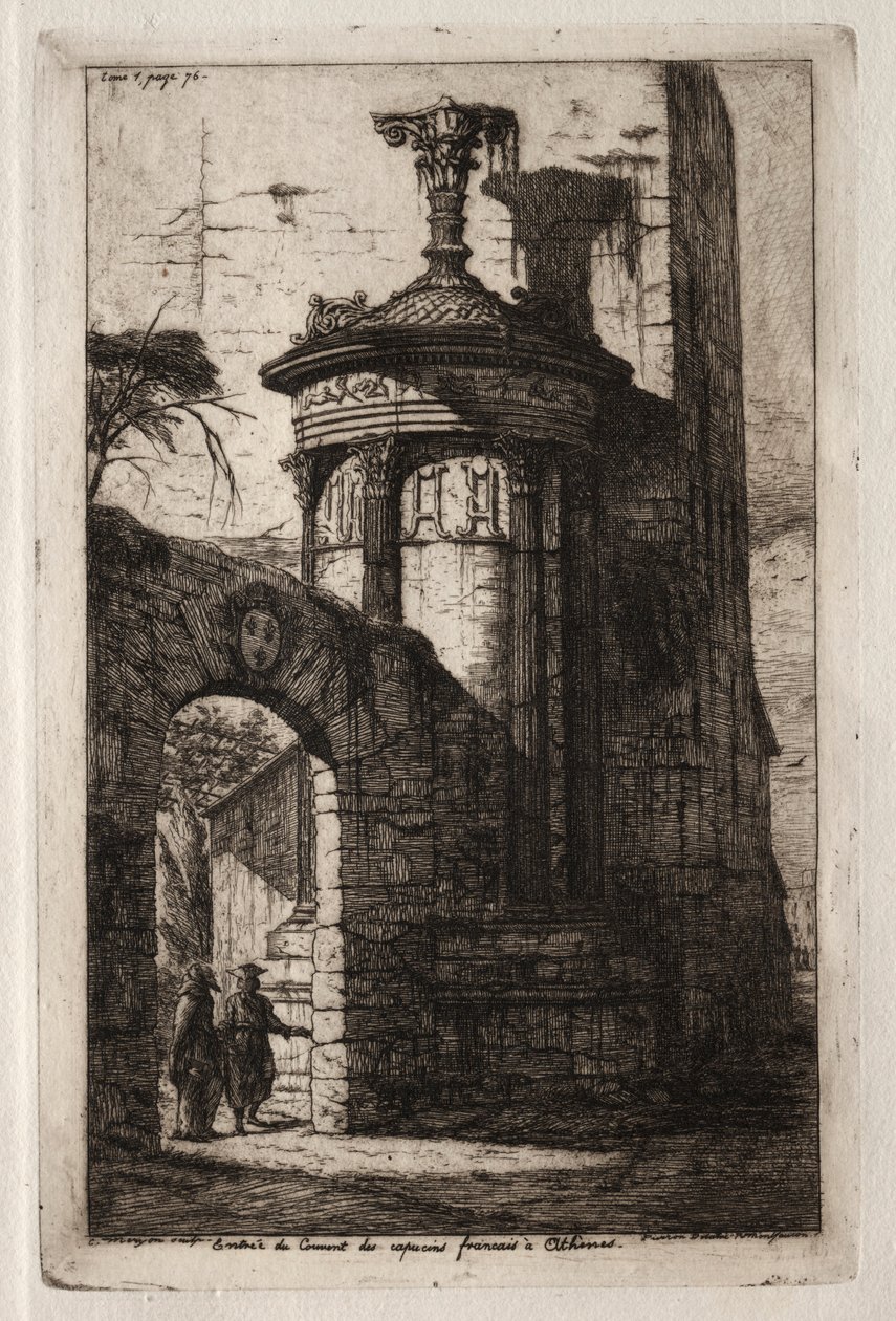 Entrada para o convento capuchinho francês em Atenas, 1854. de Charles Meryon