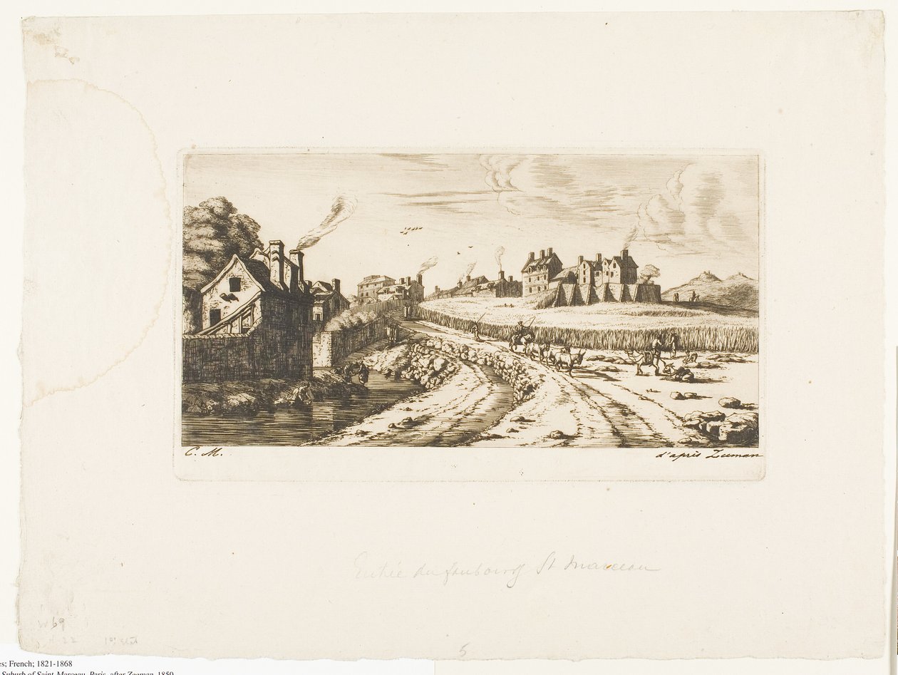 Entrada para o subúrbio de Saint-Marceau, Paris de Charles Meryon