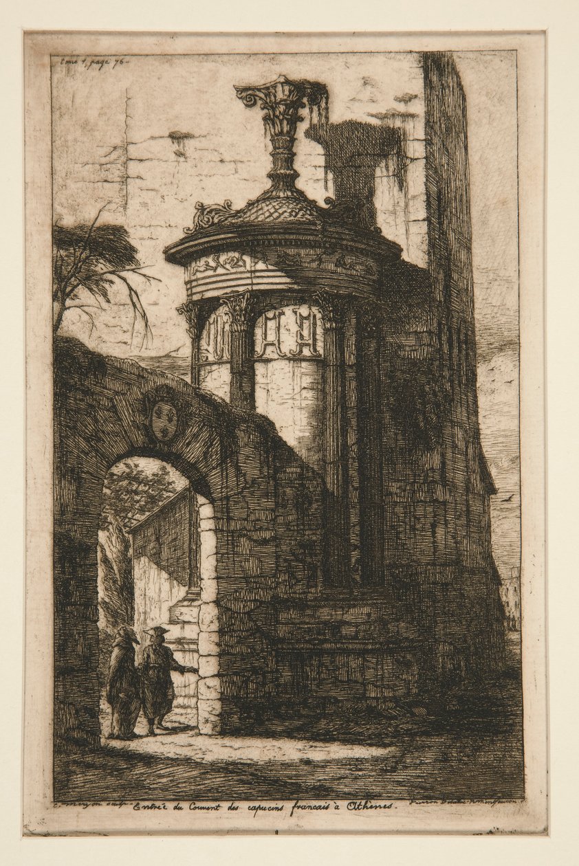Entr?e du couvent des capucins fran?ais ? Athenes (Entrada do mosteiro dos capuchinhos franceses em Atenas) de Charles Meryon