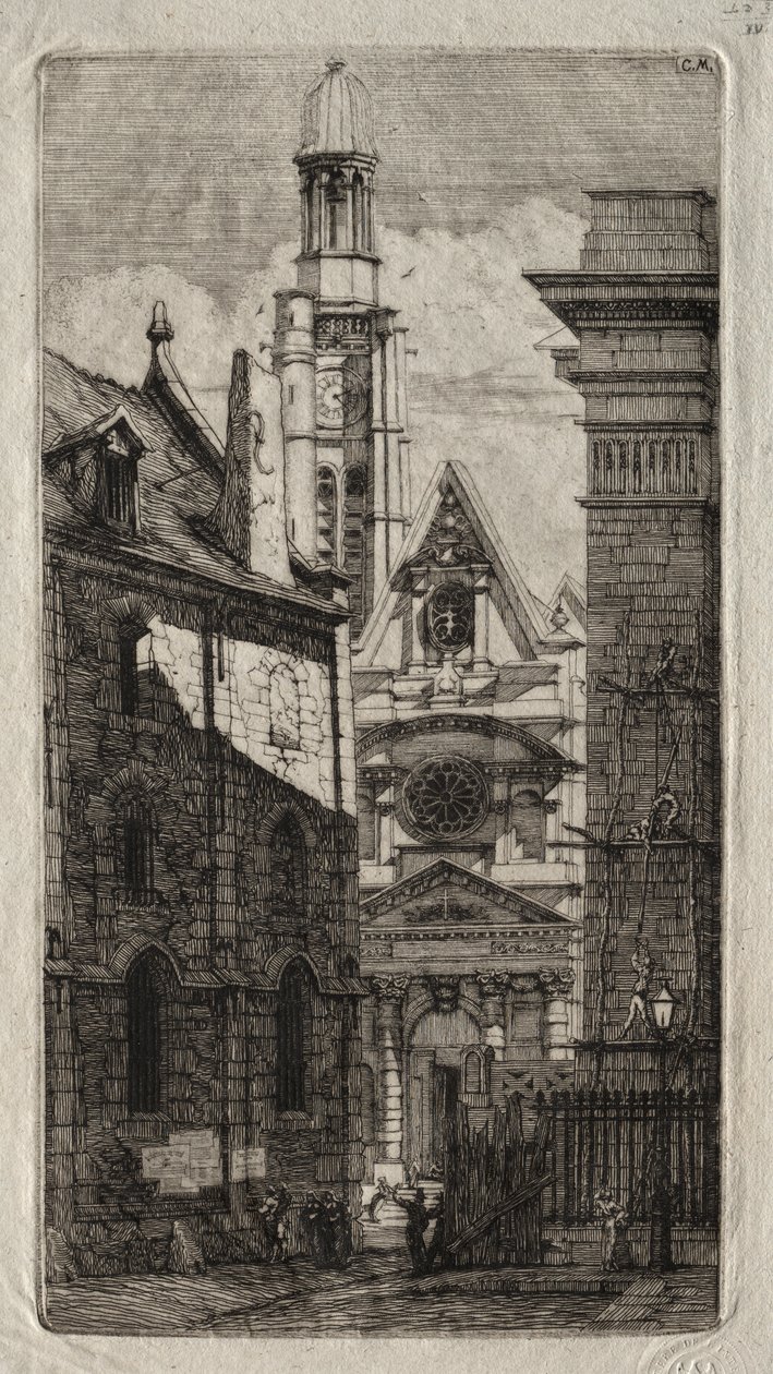 Gravuras de Paris: Igreja de Santo Estêvão do Monte de Charles Meryon